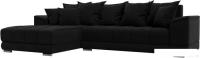 Угловой диван Лига диванов НордСтар левый 121117L (микровельвет черный/подушки микровельвет черный)