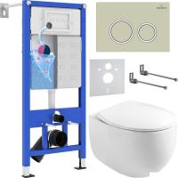 Унитаз подвесной Roxen Egg в комплекте с инсталляцией StounFix Slim 6 в 1 966284 (кнопка: бежевый)