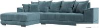 Угловой диван Лига диванов НордСтар левый 121106L (велюр бирюзовый/подушки велюр бирюзовый)