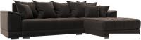 Угловой диван Лига диванов НордСтар правый 121109 (велюр коричневый/подушки велюр коричневый)
