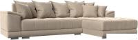 Угловой диван Лига диванов НордСтар правый 121105 (велюр бежевый/подушки велюр бежевый)