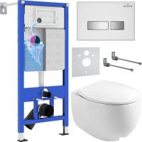 Унитаз подвесной Roxen Egg в комплекте с инсталляцией StounFix Slim 6 в 1 964245 (кнопка: белое стек