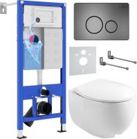 Унитаз подвесной Roxen Egg в комплекте с инсталляцией StounFix Slim 6 в 1 964237 (кнопка: оружейная