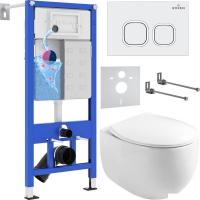 Унитаз подвесной Roxen Egg в комплекте с инсталляцией StounFix Slim 6 в 1 964077 (кнопка: белый глян