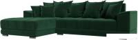Угловой диван Лига диванов НордСтар левый 121108L (велюр зеленый/подушки велюр зеленый)