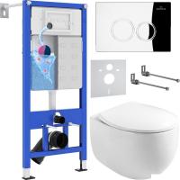 Унитаз подвесной Roxen Egg в комплекте с инсталляцией StounFix Slim 6 в 1 964032 (кнопка: хром гляне