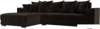 Угловой диван Лига диванов НордСтар левый 121115L (микровельвет коричневый/подушки микровельвет кори