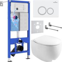 Унитаз подвесной Roxen Egg в комплекте с инсталляцией StounFix Slim 6 в 1 964008 (кнопка: белый глян