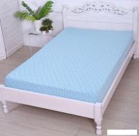 Постельное белье Luxsonia Трикотаж на резинке 180x200 1393 (вензель голубой)