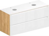 ЗОВ Тумба под умывальник Дион 120 D120LHO0M9003GKV5-KP13W (белый глянец/дуб)