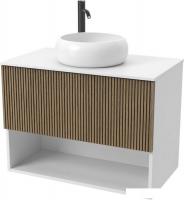 ЗОВ Тумба под умывальник Кито-2 100 2K100LW0MRMC-KP13W (белый/тростник)
