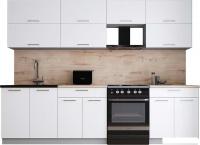 Готовая кухня Интерлиния Мила Gloss 60-28 (белый софт/белый софт/травертин серый)