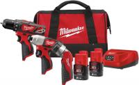 Milwaukee М12 ВPP3А-202B 4933441225 (шуруповерт, винтоверт, фонарь, 2 АКБ, сумка)