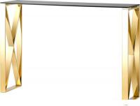 Консольный стол Stool Group Кросс 115x30 (стекло smoke/сталь золото)