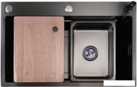 Кухонная мойка Stellar Decor S7045NB-A-D (нано черный, c доской)
