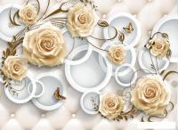 Фотообои Vimala 3D Бежевые розы и круги 270x400