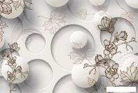Фотообои Vimala 3D Круги с цветами 270x400