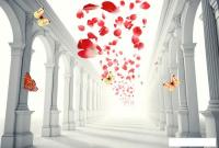 Фотообои ФабрикаФресок 3D Абстракция. Бабочки. Колонны и Розы 1034270 (400x270)