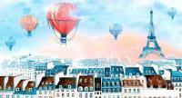 Фотообои ФабрикаФресок Живопись. Акварельный Разноцветный Париж 1165270 (500x270)