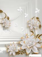 Фотообои ФабрикаФресок 3D Абстракция. Бабочки Цветы и Туннель 1042270 (200x270)