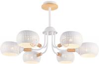 Люстра средней высоты Ambrella Traditional TR80166/6 WH/LWD (белый/светлое дерево)