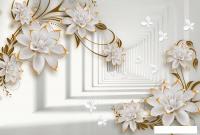 Фотообои ФабрикаФресок 3D Абстракция. Бабочки Цветы и Туннель 1044270 (400x270)