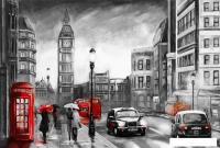 Фотообои ФабрикаФресок Живопись. Черно-белый Акварельный Лондон. БигБен 1174270 (400x270)