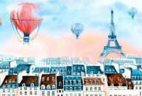 Фотообои ФабрикаФресок Живопись. Акварельный Разноцветный Париж 1164270 (400x270)