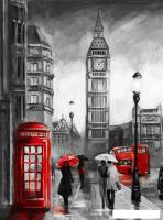 Фотообои ФабрикаФресок Живопись. Черно-белый Акварельный Лондон. БигБен 1172270 (200x270)