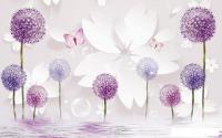 Фотообои Vimala 3D Одуванчики сиреневые 270x400