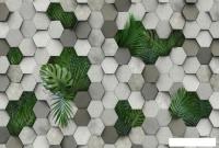 Фотообои Vimala 3D Шестиугольники и листья пальмы 270x400