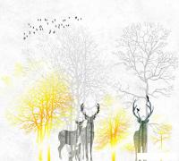 Фотообои Vimala Лесные тени в желтом 270x300