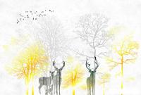 Фотообои Vimala Лесные тени в желтом 270x400