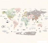 Фотообои Vimala Детская карта с животными 2 270x300