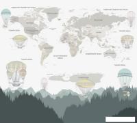 Фотообои Vimala Карта мира с шарами 270x300