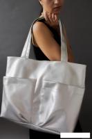 Женская сумка MT.style Тоут с двумя карманами (серебро)