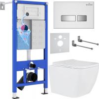 Унитаз подвесной Roxen Cube One Rimless 6 в 1 StounFix Slim 634687 (белое стекло)