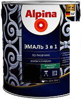 Эмаль Alpina По ржавчине 3 в 1. База 1. 2.5 л (шелковисто-матовый прозрачный)