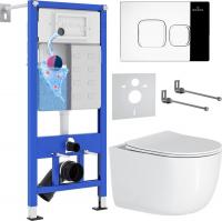 Унитаз подвесной Roxen Vortex Tornado в комплекте с инсталляцией StounFix Slim 6 в 1 964469 (кнопка: