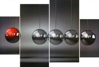 Модульная картина Декарт Абстракция шары черно-белые и красный 8Л2681