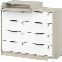 Детский комод Атон Мебель Zeus 1008 ЛДСП с шариковыми направляющими (шимо светлый/белый)