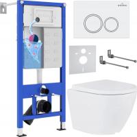 Унитаз подвесной Roxen Antares в комплекте с инсталляцией StounFix Slim 6 в 1 501501 (кнопка: белый