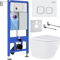 Унитаз подвесной Roxen Antares в комплекте с инсталляцией StounFix Slim 6 в 1 533876 (кнопка: белый