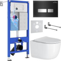 Унитаз подвесной Roxen Vortex Tornado в комплекте с инсталляцией StounFix Slim 6 в 1 964615 (кнопка: