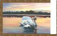 Картина Декарт Лебеди на закате 8Л0509 (в раме)