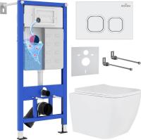 Унитаз подвесной Roxen Cube в комплекте с инсталляцией StounFix Slim 6 в 1 534002 (кнопка: белый гля