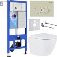 Унитаз подвесной Roxen Antares 530185-02 в комплекте с инсталляцией StounFix Slim 6 в 1 966195 (кноп