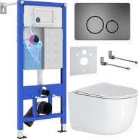 Унитаз подвесной Roxen Vortex Tornado в комплекте с инсталляцией StounFix Slim 6 в 1 964590 (кнопка: