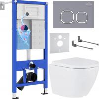 Унитаз подвесной Roxen Antares 530185-02 в комплекте с инсталляцией StounFix Slim 6 в 1 966352 (кноп