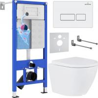 Унитаз подвесной Roxen Antares в комплекте с инсталляцией StounFix Slim 6 в 1 570840 (кнопка: белый